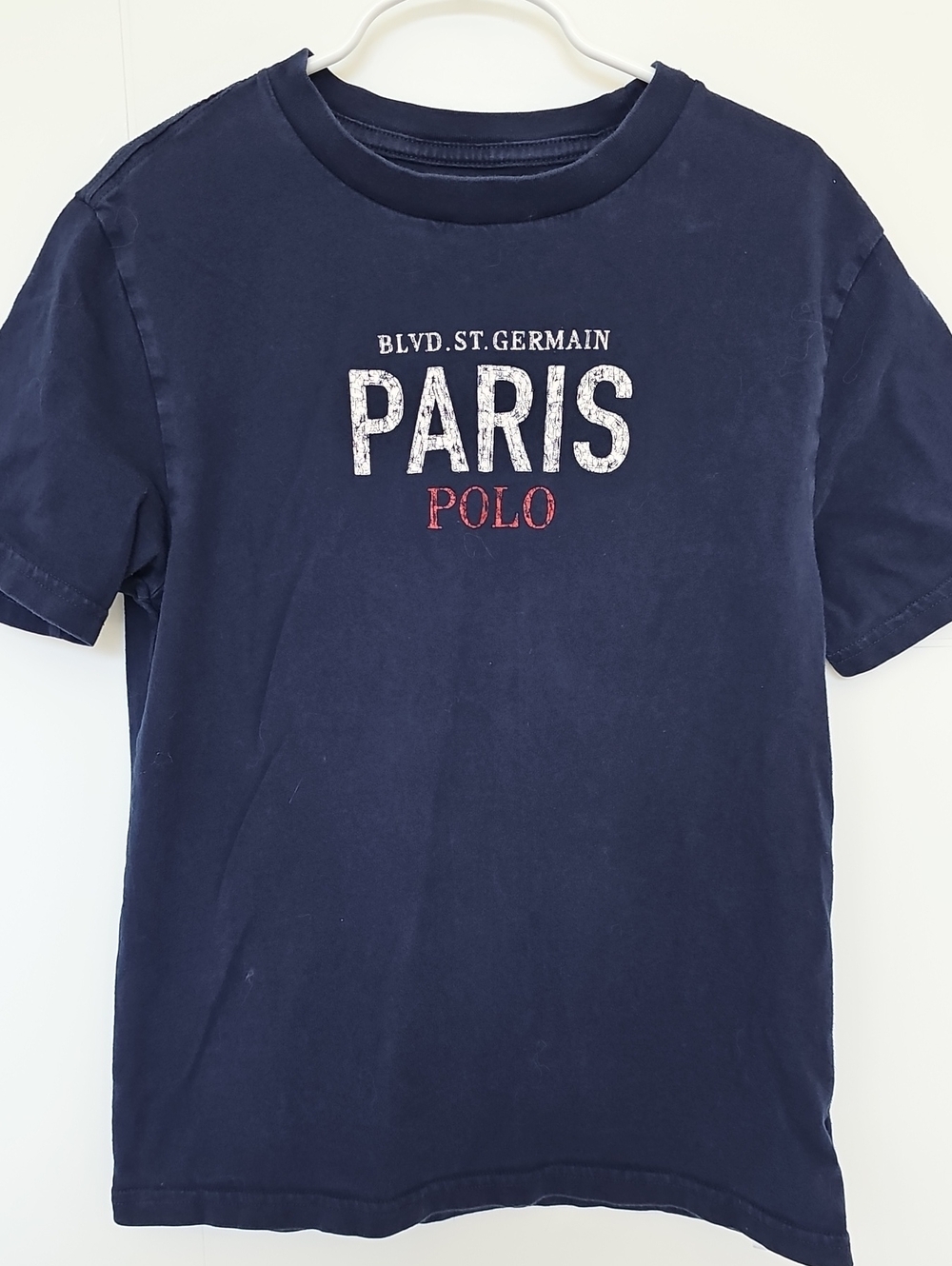 Polo by Ralph Lauren Navy Tee with Paris Graphic Sz Small 8